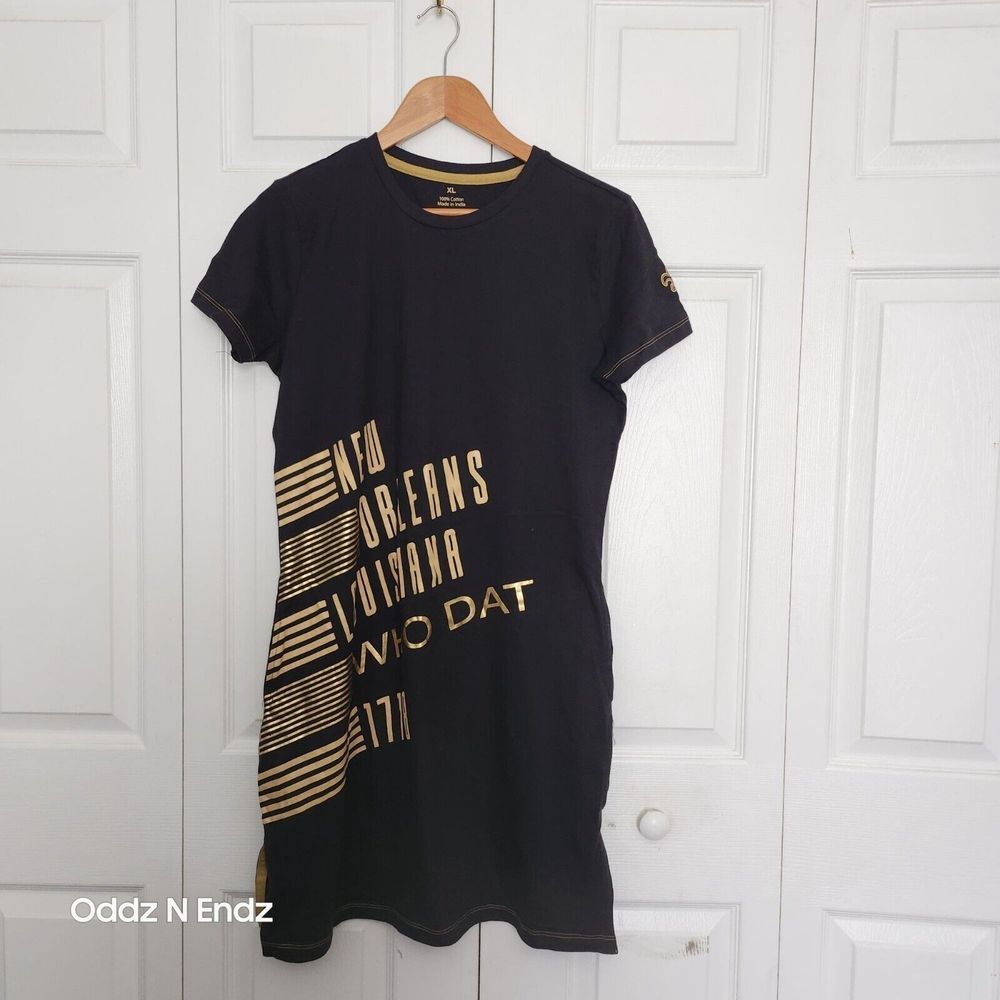 New Orleans T-Shirt Dress XL Black & Gold‎ 100% Cotton
